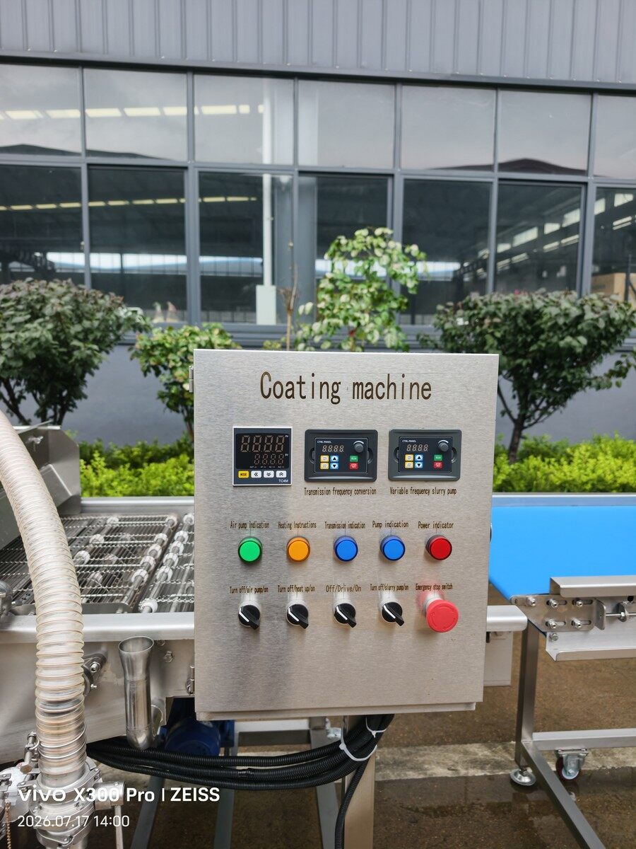Control panel and operating section of the chocolate coating line
