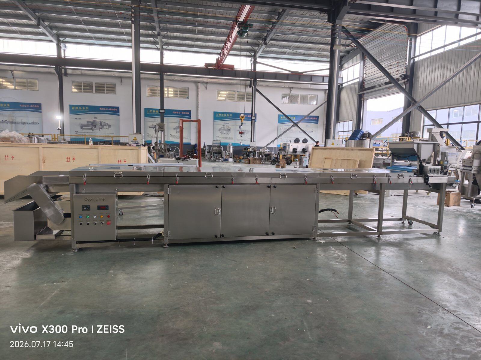 Overall view of the chocolate coating production line