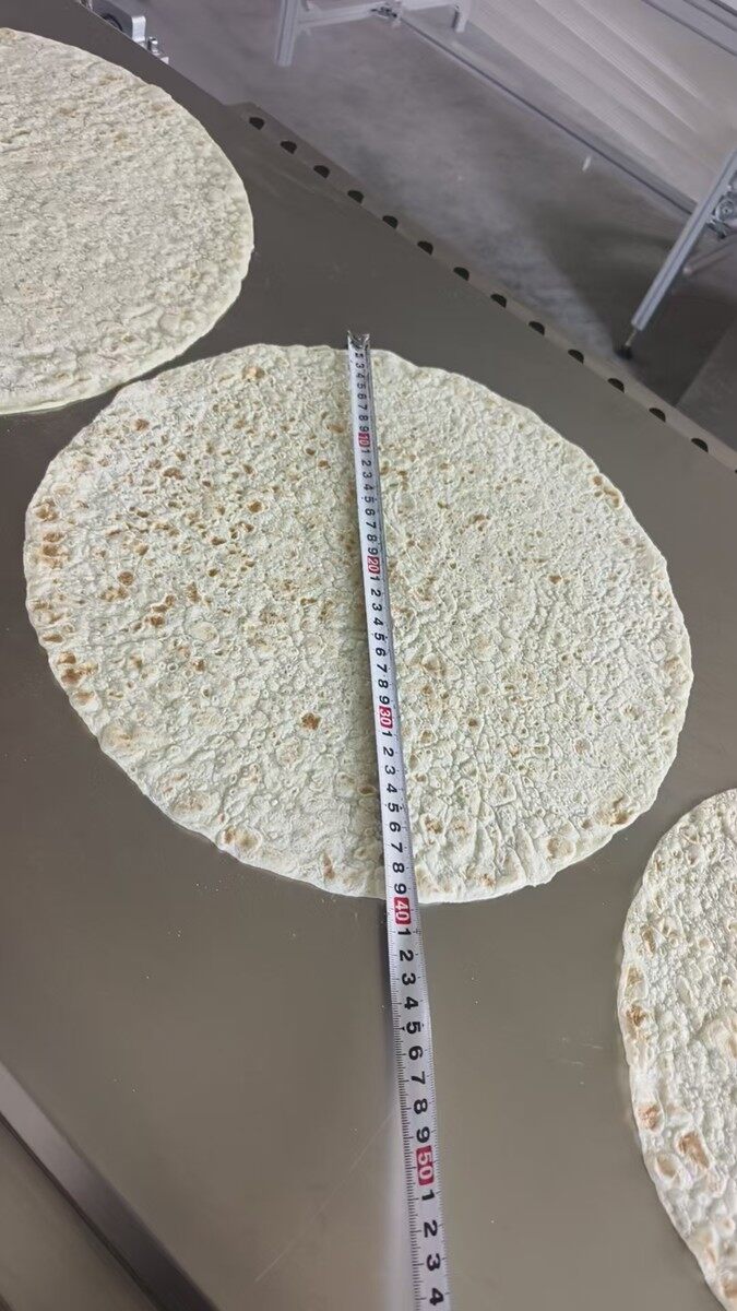 Baked flatbread sample — 40 cm from factory testing