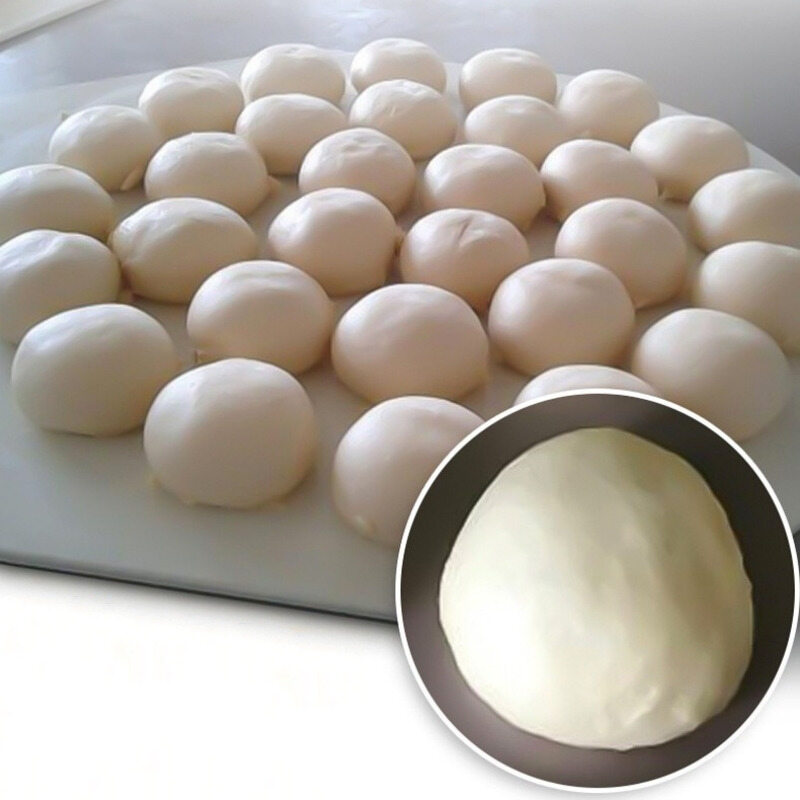 Rounded dough portions shown as an application example.